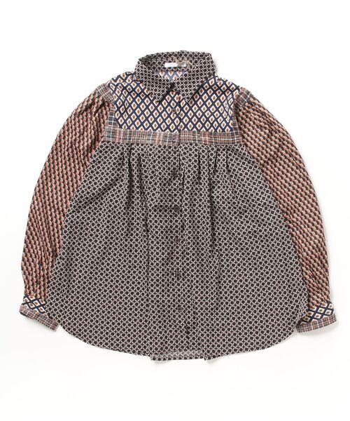 sandy（サンディー）の「【sandy】レギュラーカラー切り替えシャツ（Tシャツ/カットソー・レディース・グレー/ブラック/グリーン・FREE）」の2枚目の写真