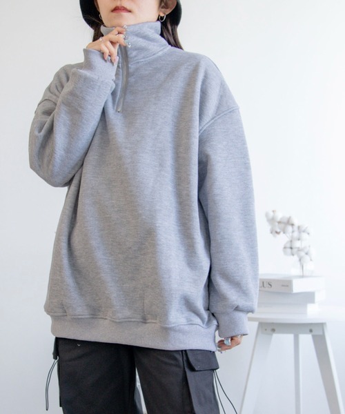 aimoha（アイモハ）の「オーバーサイズハーフジップスウェット（スウェット・レディース・ブラック/ホワイト/グレー・MEDIUM/LARGE）」の3枚目の写真
