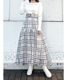 MERCURYDUO | 【WEB限定サイズあり】カラーチェックティアードドッキングワンピース(ワンピース)