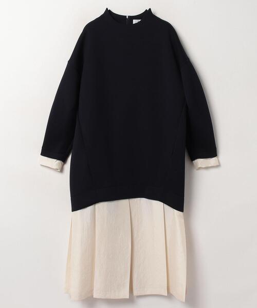 LANVIN en Bleu(ランバンオンブルー)の「プリーツコンビダンボールワンピース(ワンピース・レディース・ネイビー/ブラック・38/36)」の7枚目の写真