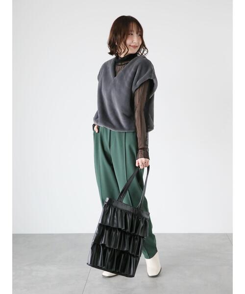 Te chichi TERRASSE（テチチテラス）の「カットジョーゼットテーパードパンツ（その他パンツ・レディース・ベージュ/グリーン/オフホワイト/ブラック・F）」の11枚目の写真