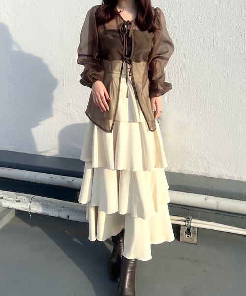 2WAYシアーボリュームスリーブブラウス　ホワイトFREEサイズ 2WAYシアーボリュームスリーブブラウス ホワイトFREEサイズ