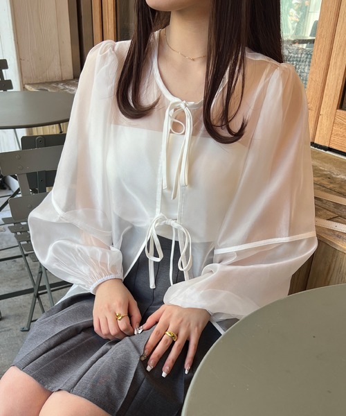 2WAYシアーボリュームスリーブブラウス　ホワイトFREEサイズ Stylevoice for xxx ブラウス シャツ 2WAYシアーボリューム