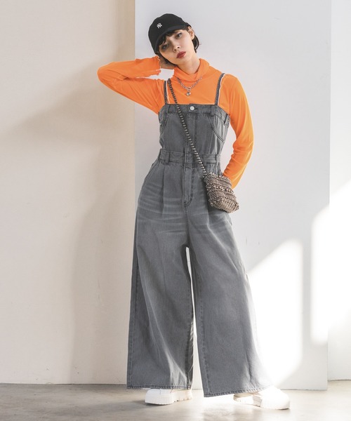 PAGEBOY(ページボーイ)の「デニムサロペット(サロペット/オーバーオール・レディース・ブラック/ブルー・FREE)」の4枚目の写真