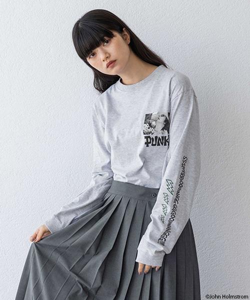 yuw（ユウ）の「ＪＯＨＮＨＯＬＭＳＴＲＯＭ  ＬＳ 989833（Tシャツ/カットソー・レディース・グレー/ホワイト・FREE）」の2枚目の写真