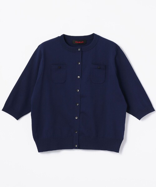 CABaNキャバン　半袖カーディガン CABaN カーディガン コットンカシミヤ バイカラーハーフスリーブ