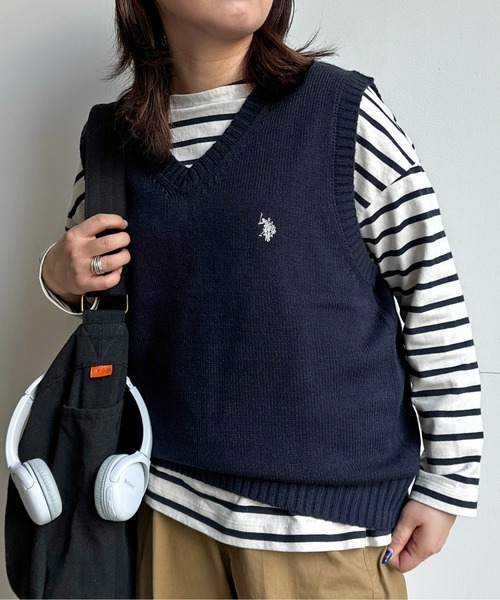 U.S. POLO ASSN.（ユーエスポロアッスン）の「【U.S. POLO ASSN.】1ポイント刺繍ニットベスト（ベスト・メンズ・ネイビー/グレー/アイボリー/ブラック・L/M/S）」の4枚目の写真