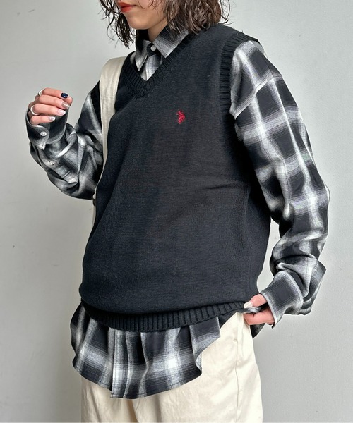 U.S. POLO ASSN.（ユーエスポロアッスン）の「【U.S. POLO ASSN.】1ポイント刺繍ニットベスト（ベスト・メンズ・ネイビー/グレー/アイボリー/ブラック・L/M/S）」の12枚目の写真