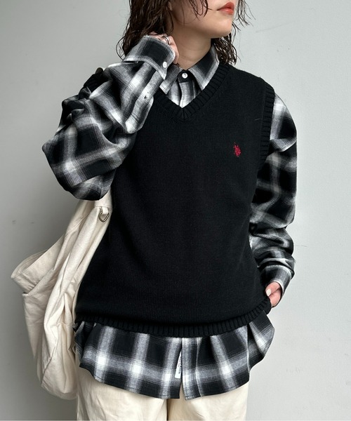 U.S. POLO ASSN.（ユーエスポロアッスン）の「【U.S. POLO ASSN.】1ポイント刺繍ニットベスト（ベスト・メンズ・ネイビー/グレー/アイボリー/ブラック・L/M/S）」の10枚目の写真