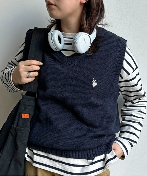 U.S. POLO ASSN.（ユーエスポロアッスン）の「【U.S. POLO ASSN.】1ポイント刺繍ニットベスト（ベスト・メンズ・ネイビー/グレー/アイボリー/ブラック・L/M/S）」の16枚目の写真