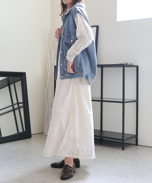 ULEULA(ウルア)の「デニムオーバーベスト/Gジャンベスト(ベスト・レディース・ブラック/ブルー・FREE)」の3枚目の写真