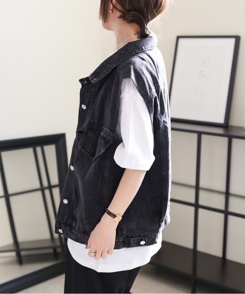 ULEULA(ウルア)の「デニムオーバーベスト/Gジャンベスト(ベスト・レディース・ブラック/ブルー・FREE)」の13枚目の写真