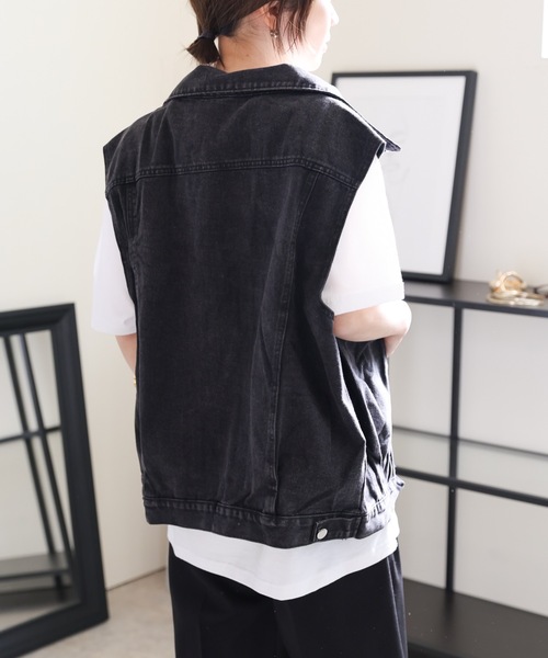 ULEULA(ウルア)の「デニムオーバーベスト/Gジャンベスト(ベスト・レディース・ブラック/ブルー・FREE)」の14枚目の写真