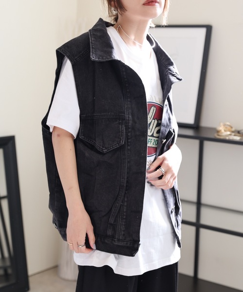 ULEULA(ウルア)の「デニムオーバーベスト/Gジャンベスト(ベスト・レディース・ブラック/ブルー・FREE)」の12枚目の写真