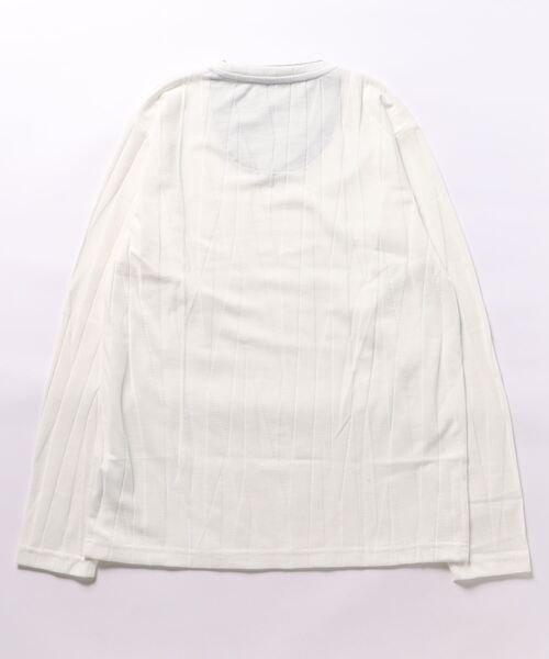 m.f.editorial(エムエフエディトリアル)の「リンクスジャガードストライプ フェイクVネック長袖Tシャツ(Tシャツ/カットソー・メンズ・ブラック/ホワイト・LARGE/MEDIUM/X-LARGE)」の3枚目の写真