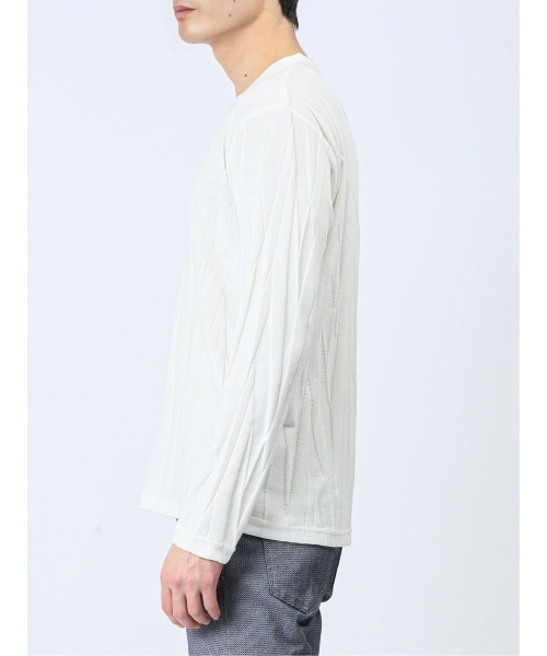 m.f.editorial(エムエフエディトリアル)の「リンクスジャガードストライプ フェイクVネック長袖Tシャツ(Tシャツ/カットソー・メンズ・ブラック/ホワイト・LARGE/MEDIUM/X-LARGE)」の6枚目の写真