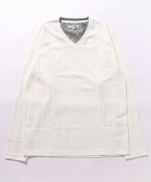 m.f.editorial(エムエフエディトリアル)の「リンクスジャガードストライプ フェイクVネック長袖Tシャツ(Tシャツ/カットソー・メンズ・ブラック/ホワイト・LARGE/MEDIUM/X-LARGE)」の20枚目の写真