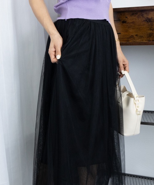 Miniministore（ミニミニストア）の「チュールスカート ロング（スカート・レディース・グレー/ホワイト/ベージュ/ブラック/ミント/ピンク/ブラウン・M/L/S）」の13枚目の写真