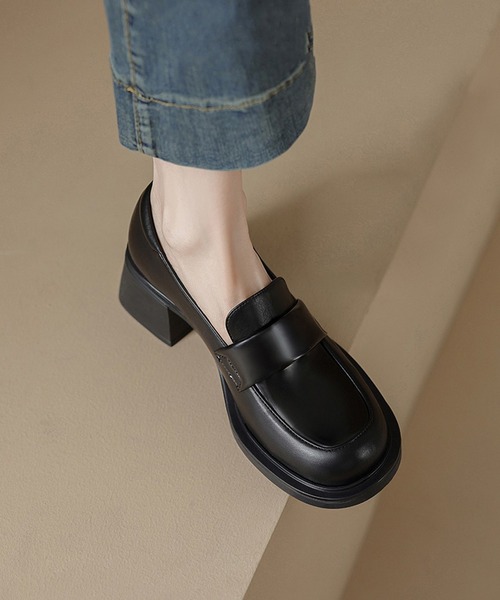 shoes365(シューズスリーシックスファイヴ)の「【shoes365】ハイヒール 厚底スクエアトウ・ローファー(ローファー・レディース・ブラック系その他2/ブラック系その他・24.0cm/24.5cm/22.5cm/23.5cm/23.0cm)」の10枚目の写真