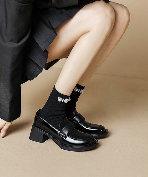 shoes365(シューズスリーシックスファイヴ)の「【shoes365】ハイヒール 厚底スクエアトウ・ローファー(ローファー・レディース・ブラック系その他2/ブラック系その他・24.0cm/24.5cm/22.5cm/23.5cm/23.0cm)」の11枚目の写真