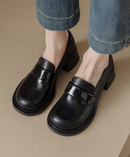 shoes365(シューズスリーシックスファイヴ)の「【shoes365】ハイヒール 厚底スクエアトウ・ローファー(ローファー・レディース・ブラック系その他2/ブラック系その他・24.0cm/24.5cm/22.5cm/23.5cm/23.0cm)」の8枚目の写真