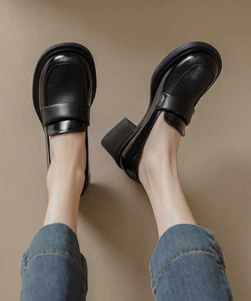 shoes365(シューズスリーシックスファイヴ)の「【shoes365】ハイヒール 厚底スクエアトウ・ローファー(ローファー・レディース・ブラック系その他2/ブラック系その他・24.0cm/24.5cm/22.5cm/23.5cm/23.0cm)」の7枚目の写真