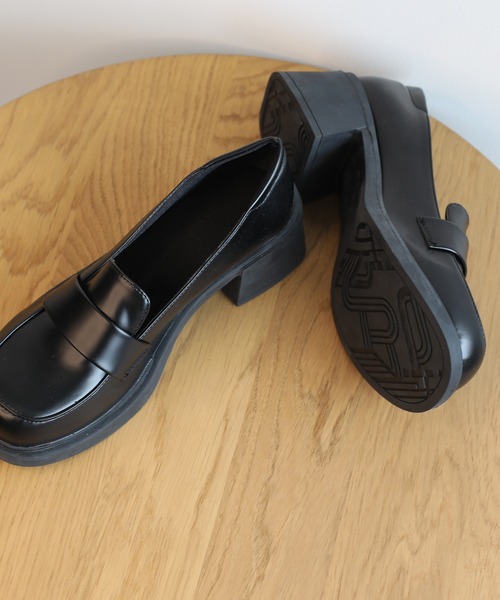 shoes365(シューズスリーシックスファイヴ)の「【shoes365】ハイヒール 厚底スクエアトウ・ローファー(ローファー・レディース・ブラック系その他2/ブラック系その他・24.0cm/24.5cm/22.5cm/23.5cm/23.0cm)」の14枚目の写真