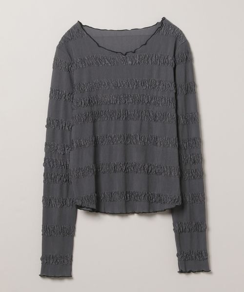 JEANASIS（ジーナシス）の「シャーリングメローLSプルオーバー/102733（Tシャツ/カットソー・レディース・ホワイト/チャコールグレー・FREE）」の2枚目の写真