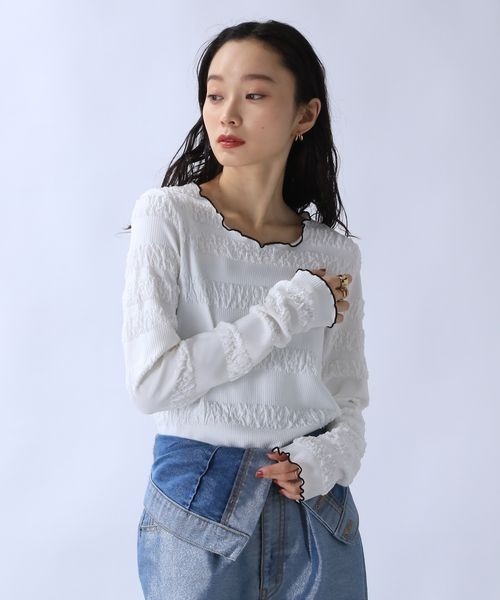 JEANASIS（ジーナシス）の「シャーリングメローLSプルオーバー/102733（Tシャツ/カットソー・レディース・ホワイト/チャコールグレー・FREE）」の13枚目の写真