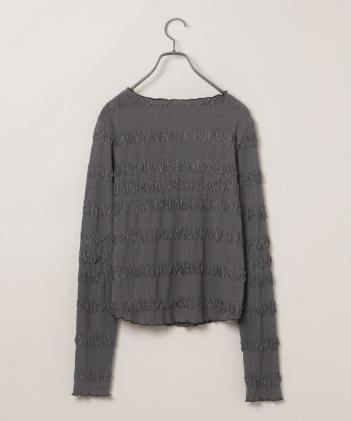 JEANASIS（ジーナシス）の「シャーリングメローLSプルオーバー/102733（Tシャツ/カットソー・レディース・ホワイト/チャコールグレー・FREE）」の9枚目の写真