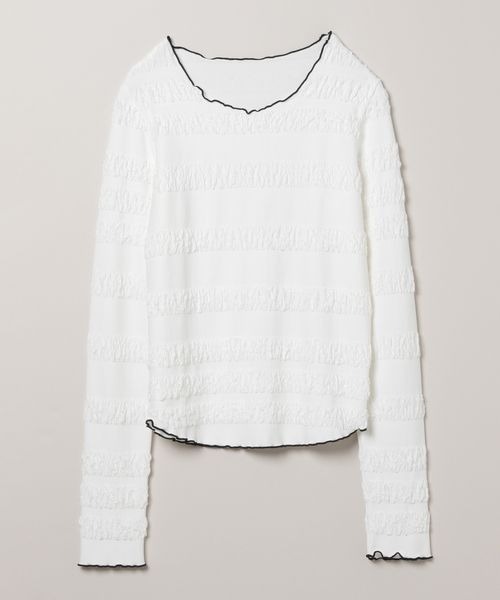 JEANASIS（ジーナシス）の「シャーリングメローLSプルオーバー/102733（Tシャツ/カットソー・レディース・ホワイト/チャコールグレー・FREE）」の6枚目の写真