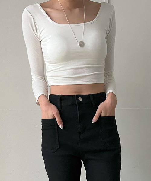 Jewelobe（ジュエローブ）の「バッククロスクロップドカットソー（Tシャツ/カットソー・レディース・グレー/ホワイト/ブラック・FREE）」の5枚目の写真