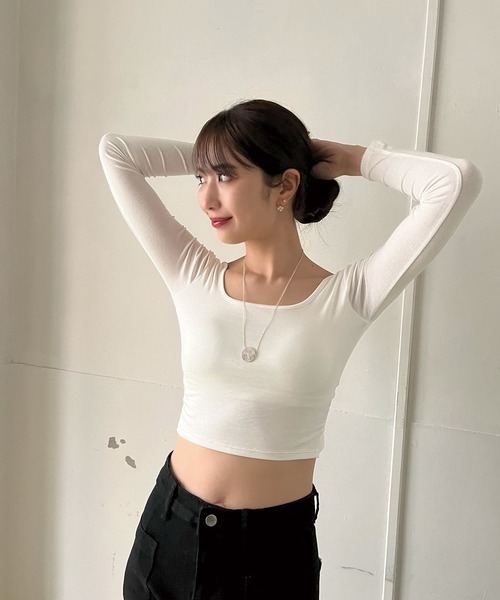 Jewelobe（ジュエローブ）の「バッククロスクロップドカットソー（Tシャツ/カットソー・レディース・グレー/ホワイト/ブラック・FREE）」の7枚目の写真