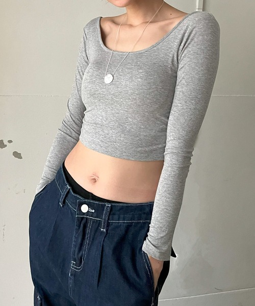 Jewelobe（ジュエローブ）の「バッククロスクロップドカットソー（Tシャツ/カットソー・レディース・グレー/ホワイト/ブラック・FREE）」の11枚目の写真