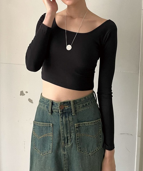 Jewelobe（ジュエローブ）の「バッククロスクロップドカットソー（Tシャツ/カットソー・レディース・グレー/ホワイト/ブラック・FREE）」の17枚目の写真