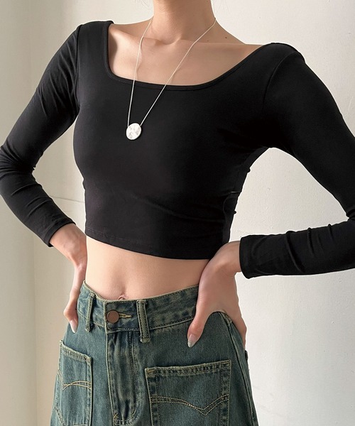 Jewelobe（ジュエローブ）の「バッククロスクロップドカットソー（Tシャツ/カットソー・レディース・グレー/ホワイト/ブラック・FREE）」の18枚目の写真