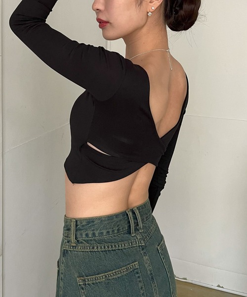 Jewelobe（ジュエローブ）の「バッククロスクロップドカットソー（Tシャツ/カットソー・レディース・グレー/ホワイト/ブラック・FREE）」の20枚目の写真