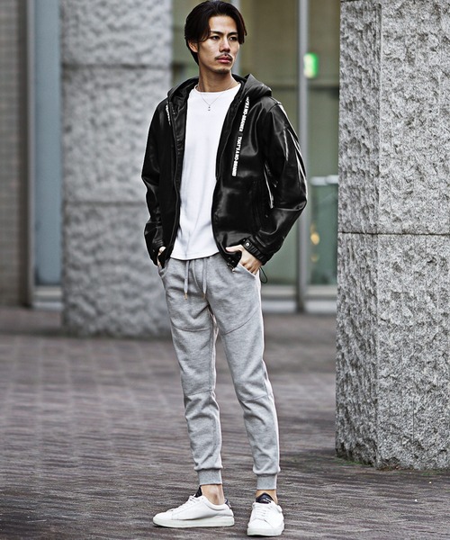 JOKER（ジョーカー）の「イミテーションレザーフードデザインブルゾン メンズ PUレザー パーカー 春服（ブルゾン・メンズ・ブラック・M/LL/L）」の6枚目の写真
