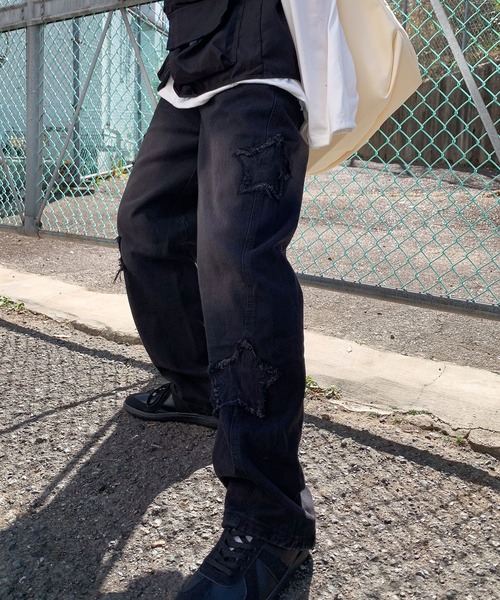 SHEPP（シープ）の「スターモチーフ Y2K ワイドデニムパンツ（デニム