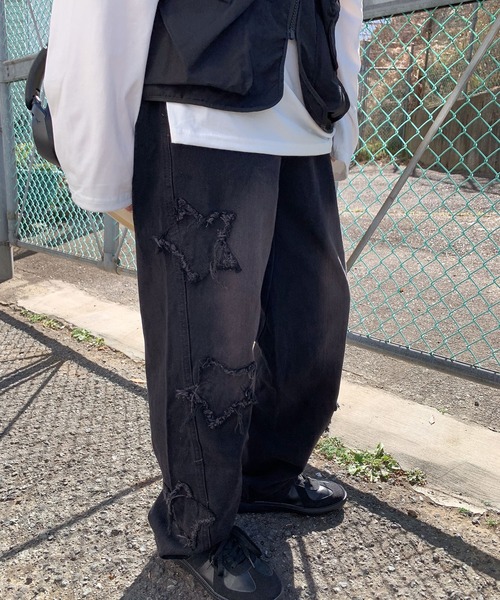 SHEPP(シープ)の「【お気に入り6100人突破!】スターモチーフ Y2K ワイドデニムパンツ(デニムパンツ・メンズ・ブルー/ブラック/ブラック系その他/ブルー系その他・M/L/S)」の12枚目の写真