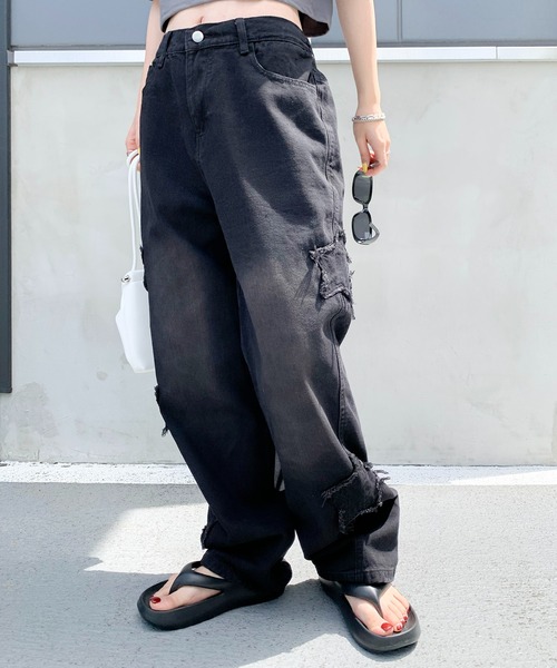 セール】スターモチーフ Y2K ワイドデニムパンツ（デニムパンツ