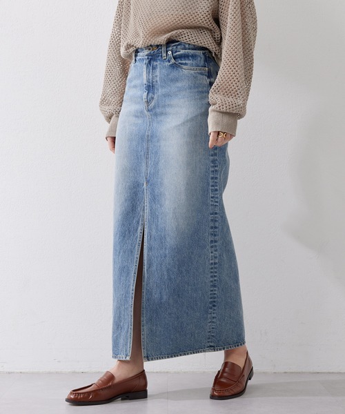 Whim Gazette（ウィムガゼット）の「デニムスリットスカート（デニムスカート・レディース・ブルー・36/38）」の16枚目の写真