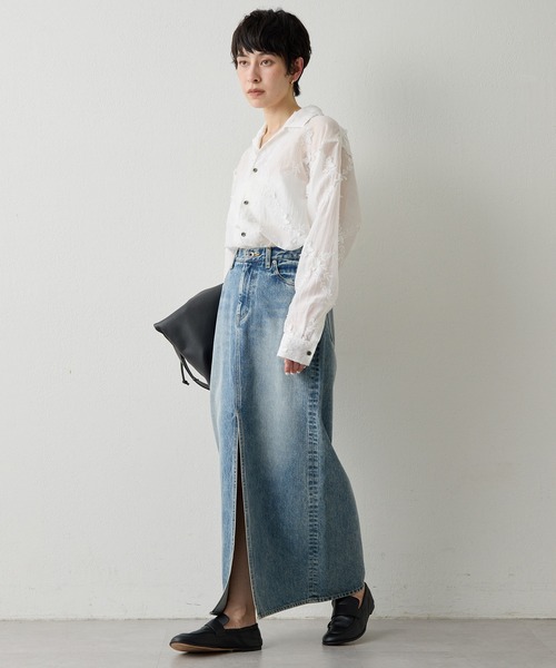 Whim Gazette（ウィムガゼット）の「デニムスリットスカート（デニムスカート・レディース・ブルー・36/38）」の19枚目の写真