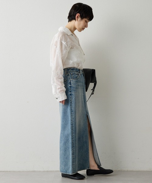 Whim Gazette（ウィムガゼット）の「デニムスリットスカート（デニムスカート・レディース・ブルー・36/38）」の21枚目の写真