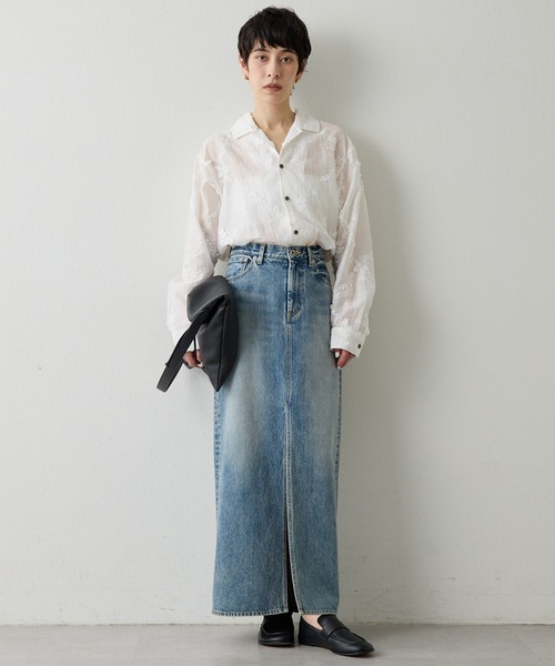 Whim Gazette（ウィムガゼット）の「デニムスリットスカート（デニムスカート・レディース・ブルー・36/38）」の22枚目の写真