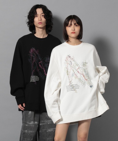 Anui（アニュイ）の「【UNISEX/2サイズ展開】アートステッチロゴスウェット（スウェット・レディース・ブルー/オフホワイト/ブラック・MEDIUM/LARGE）」の4枚目の写真