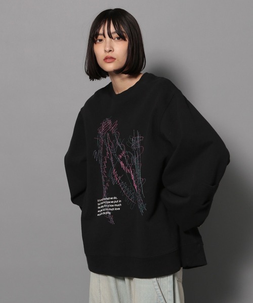 Anui（アニュイ）の「【UNISEX/2サイズ展開】アートステッチロゴスウェット（スウェット・レディース・ブルー/オフホワイト/ブラック・MEDIUM/LARGE）」の15枚目の写真