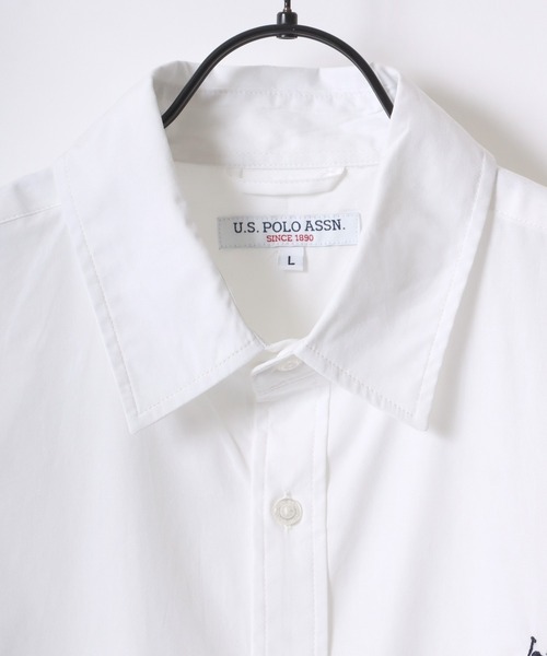U.S. POLO ASSN.(ユーエスポロアッスン)の「U.S. POLO ASSN./ユーエスポロアッスン オーバーサイズ ブロード 無地 ストライプ ロゴ ワンポイント刺繍 レギュラーカラー 長袖シャツ/レディース メンズ(シャツ/ブラウス・メンズ・ブルー系その他/ホワイト系その他/ホワイト/ネイビー・LL/M/L)」の11枚目の写真