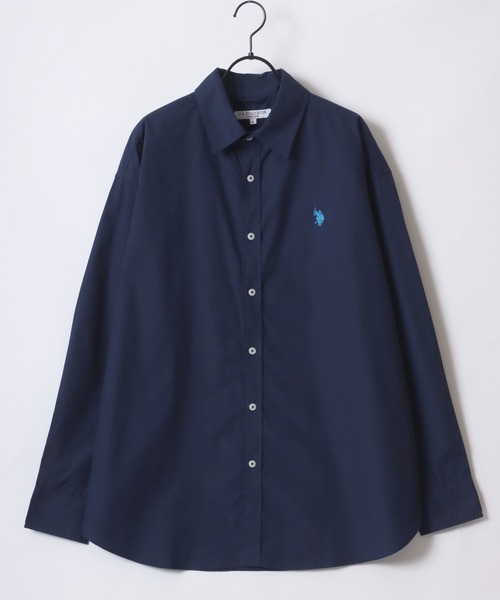 U.S. POLO ASSN.(ユーエスポロアッスン)の「U.S. POLO ASSN./ユーエスポロアッスン オーバーサイズ ブロード 無地 ストライプ ロゴ ワンポイント刺繍 レギュラーカラー 長袖シャツ/レディース メンズ(シャツ/ブラウス・メンズ・ブルー系その他/ホワイト系その他/ホワイト/ネイビー・LL/M/L)」の8枚目の写真