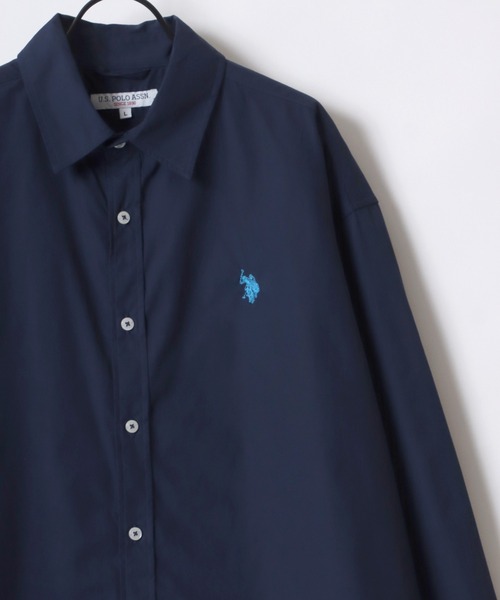 U.S. POLO ASSN.(ユーエスポロアッスン)の「U.S. POLO ASSN./ユーエスポロアッスン オーバーサイズ ブロード 無地 ストライプ ロゴ ワンポイント刺繍 レギュラーカラー 長袖シャツ/レディース メンズ(シャツ/ブラウス・メンズ・ブルー系その他/ホワイト系その他/ホワイト/ネイビー・LL/M/L)」の16枚目の写真